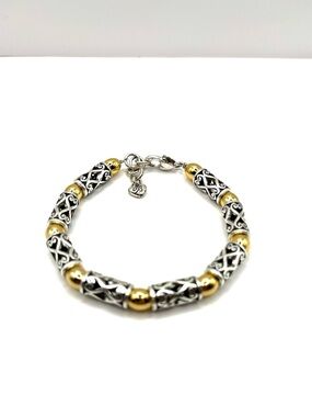 Brighton Two-Tone Filigree Tube Bracelet in Silver Gold Bracelet